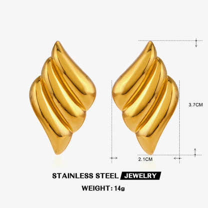 1 Pair IG Style Heart Shape Wings 304 Stainless Steel 18K Gold Plated Ear Studs