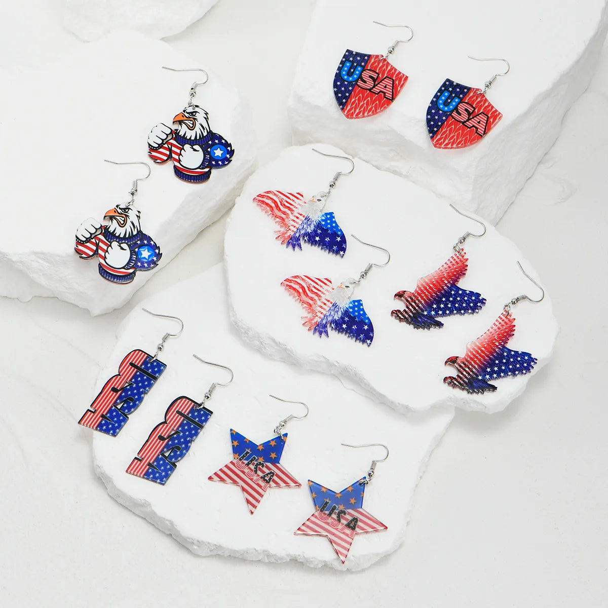 1 Pair IG Style Hip-Hop National Flag Letter Eagle Arylic Drop Earrings