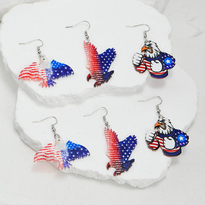 1 Pair IG Style Hip-Hop National Flag Letter Eagle Arylic Drop Earrings