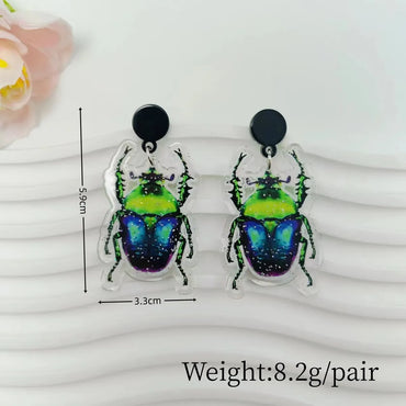 1 Pair IG Style Insect Printing Arylic Drop Earrings