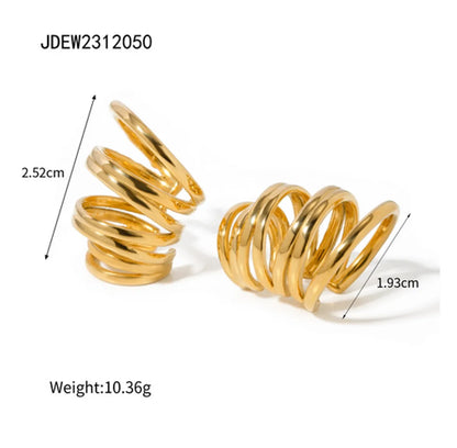 1 Pair IG Style Irregular Lines Plating 304 Stainless Steel 18K Gold Plated Ear Cuffs