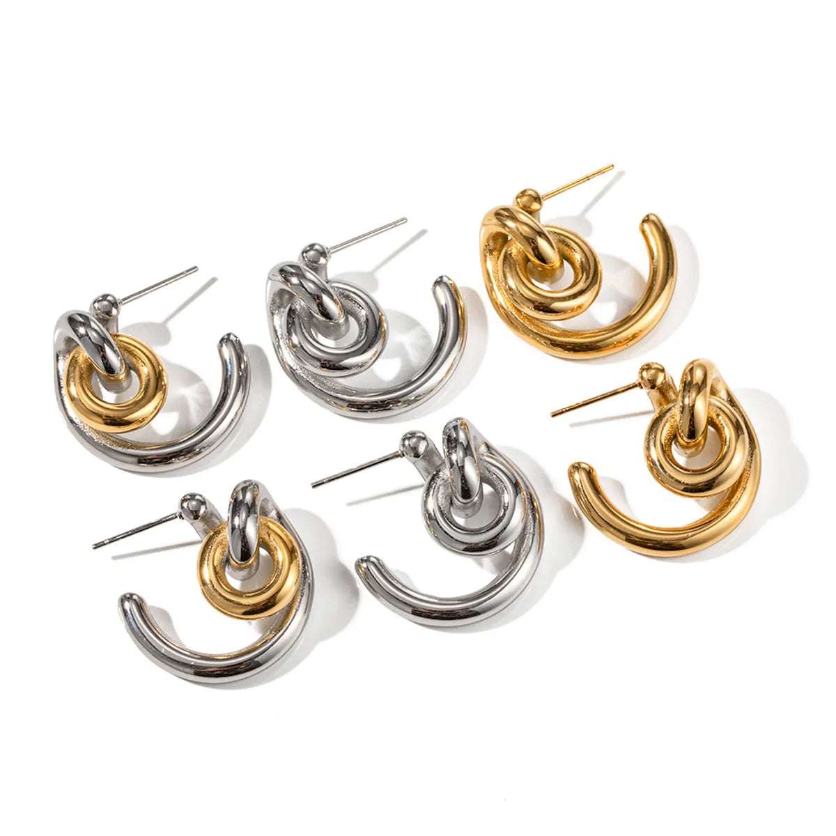 1 Pair IG Style Irregular Plating 304 Stainless Steel Ear Studs