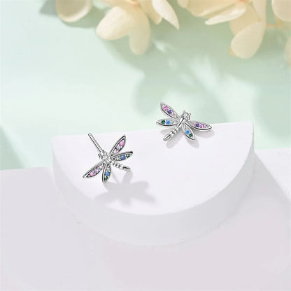 1 Pair IG Style Korean Style Dragonfly Butterfly Plating Sterling Silver Earrings Ear Studs