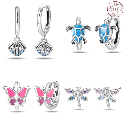 1 Pair IG Style Korean Style Dragonfly Butterfly Plating Sterling Silver Earrings Ear Studs