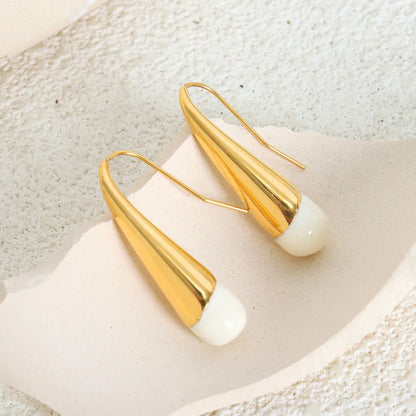 1 Pair IG Style Korean Style Geometric Enamel Plating Titanium Steel 18K Gold Plated Earrings