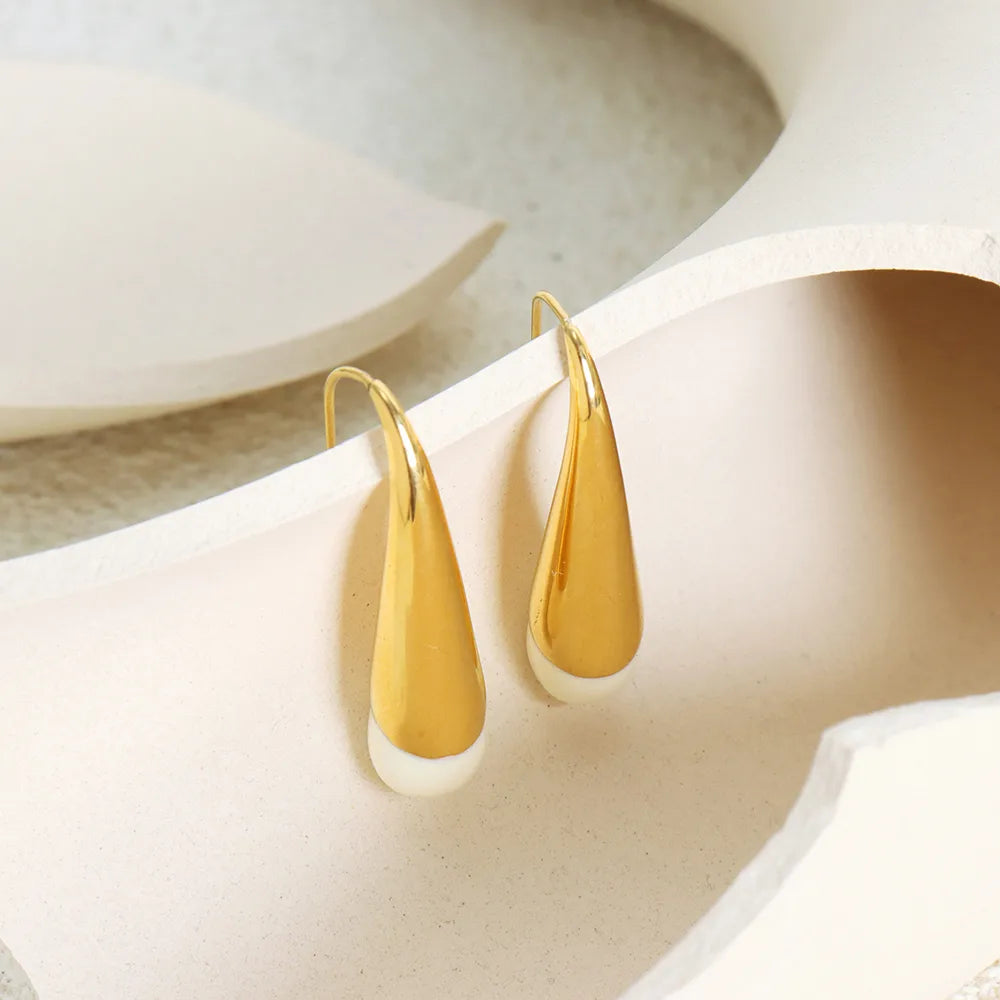 1 Pair IG Style Korean Style Geometric Enamel Plating Titanium Steel 18K Gold Plated Earrings