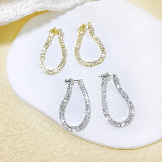 1 Pair Ig Style Korean Style Geometric Inlay Copper Zircon Earrings