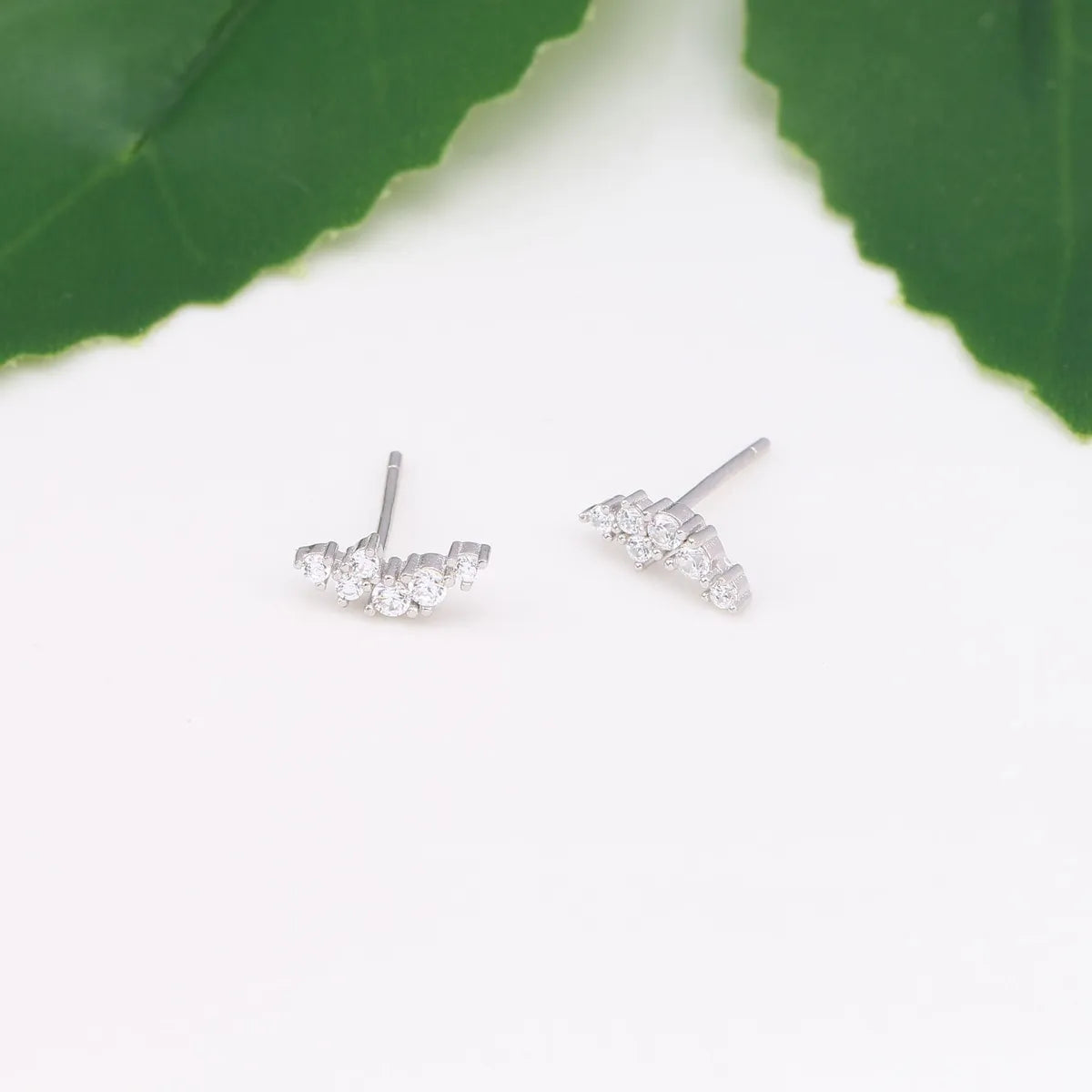 1 Pair Ig Style Korean Style Geometric Inlay Sterling Silver Zircon Ear Studs