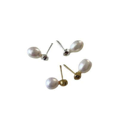 1 Pair Ig Style Korean Style Geometric Plating Freshwater Pearl Sterling Silver Ear Studs