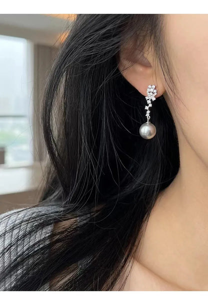 1 Pair Ig Style Korean Style Geometric Plating Inlay Sterling Silver Zircon Drop Earrings