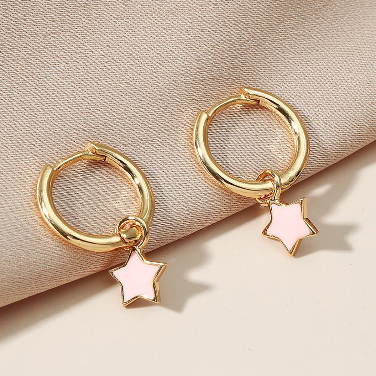 1 Pair Ig Style Korean Style Star Enamel Plating Copper Gold Plated Earrings