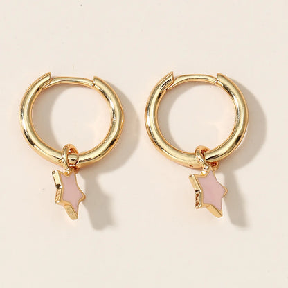 1 Pair Ig Style Korean Style Star Enamel Plating Copper Gold Plated Earrings