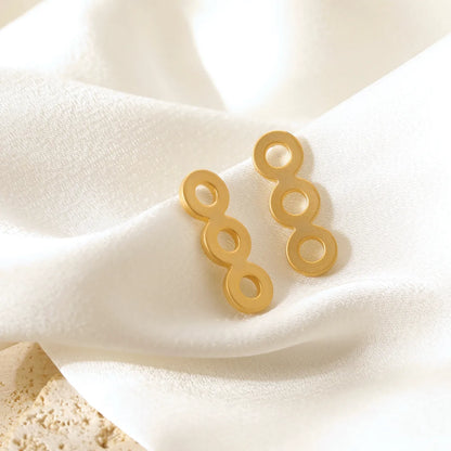 1 Pair IG Style Lady Classic Style Round Solid Color Plating Copper Matte Gold Ear Studs