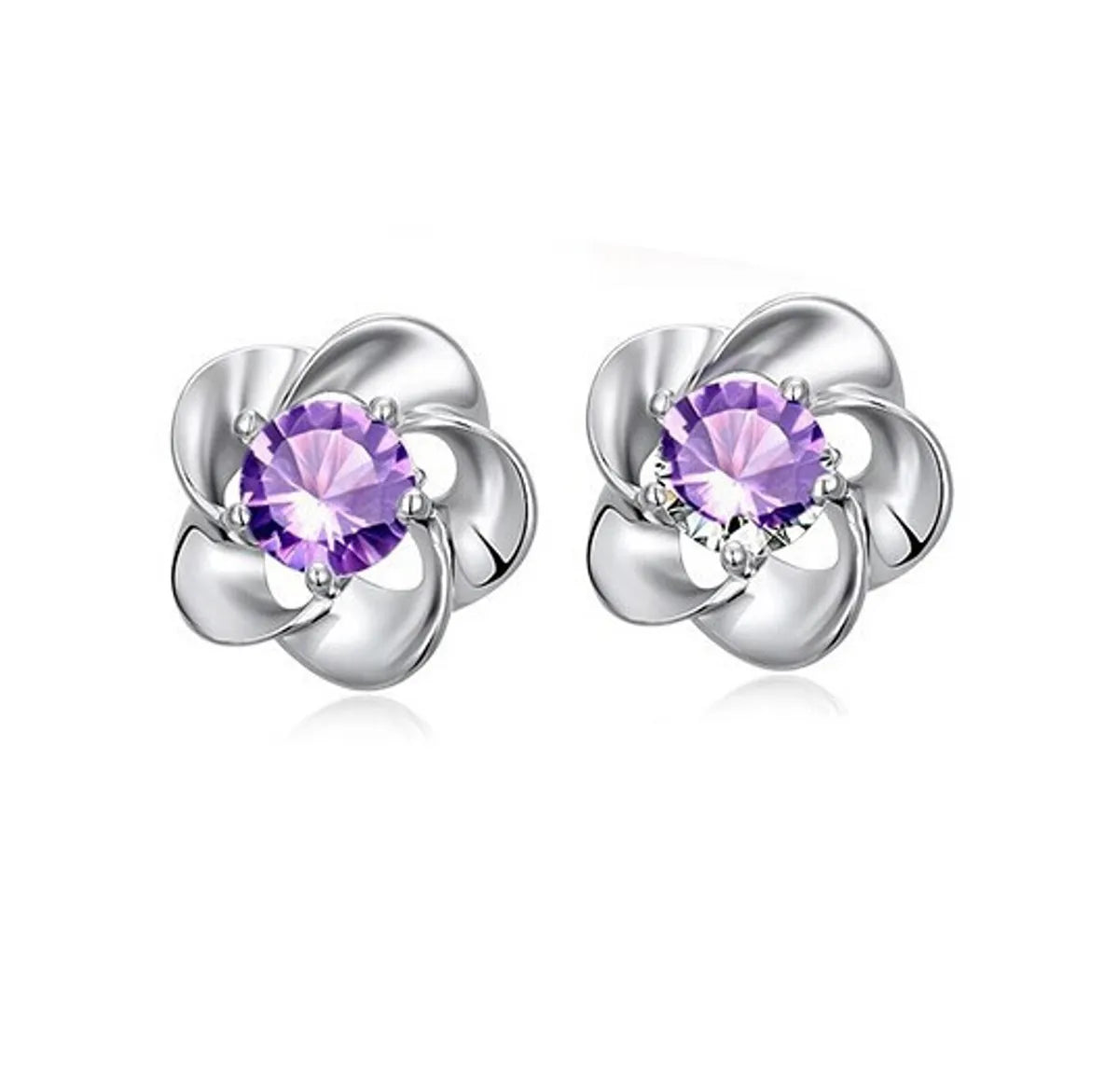 1 Pair Ig Style Lady Flower Inlay Alloy Zircon Ear Studs