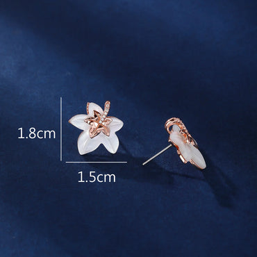 1 Pair IG Style Lady French Style Flower Inlay Copper Shell Rose Gold Plated Ear Studs