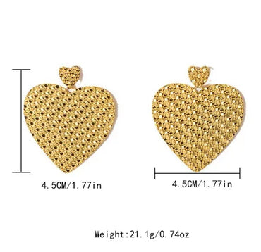 1 Pair IG Style Lady Korean Style Heart Shape Plating 304 Stainless Steel 14K Gold Plated Drop Earrings