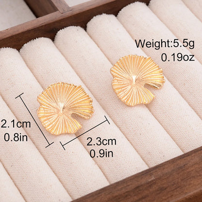 1 Pair Ig Style Leaf Ginkgo Leaf Asymmetrical Plating Alloy 14k Gold Plated Ear Studs