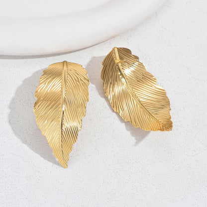 1 Pair IG Style Leaves Plating Alloy Ear Studs