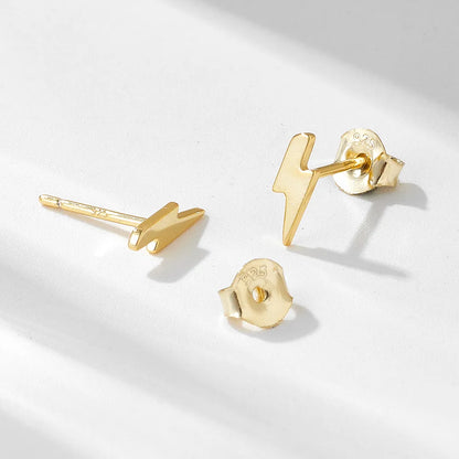 1 Pair Ig Style Lightning Plating Sterling Silver 14k Gold Plated Ear Studs