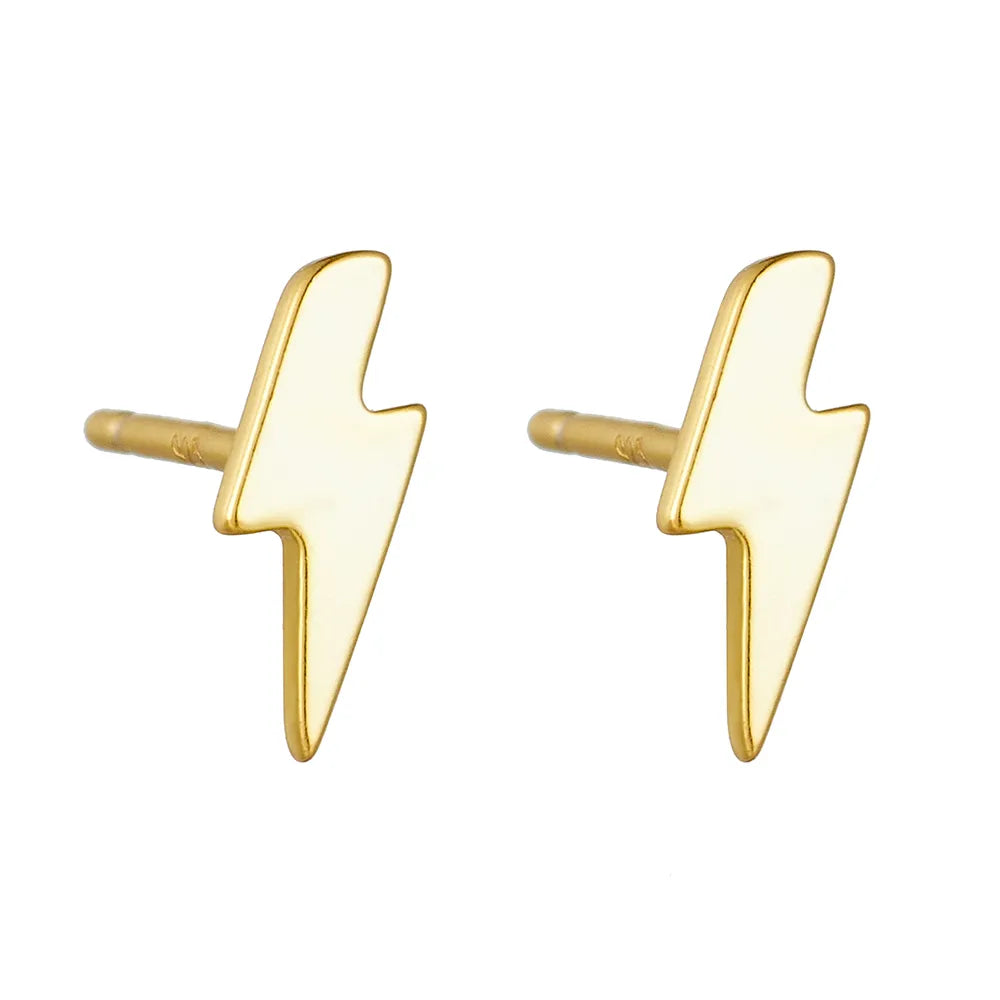 1 Pair Ig Style Lightning Plating Sterling Silver 14k Gold Plated Ear Studs