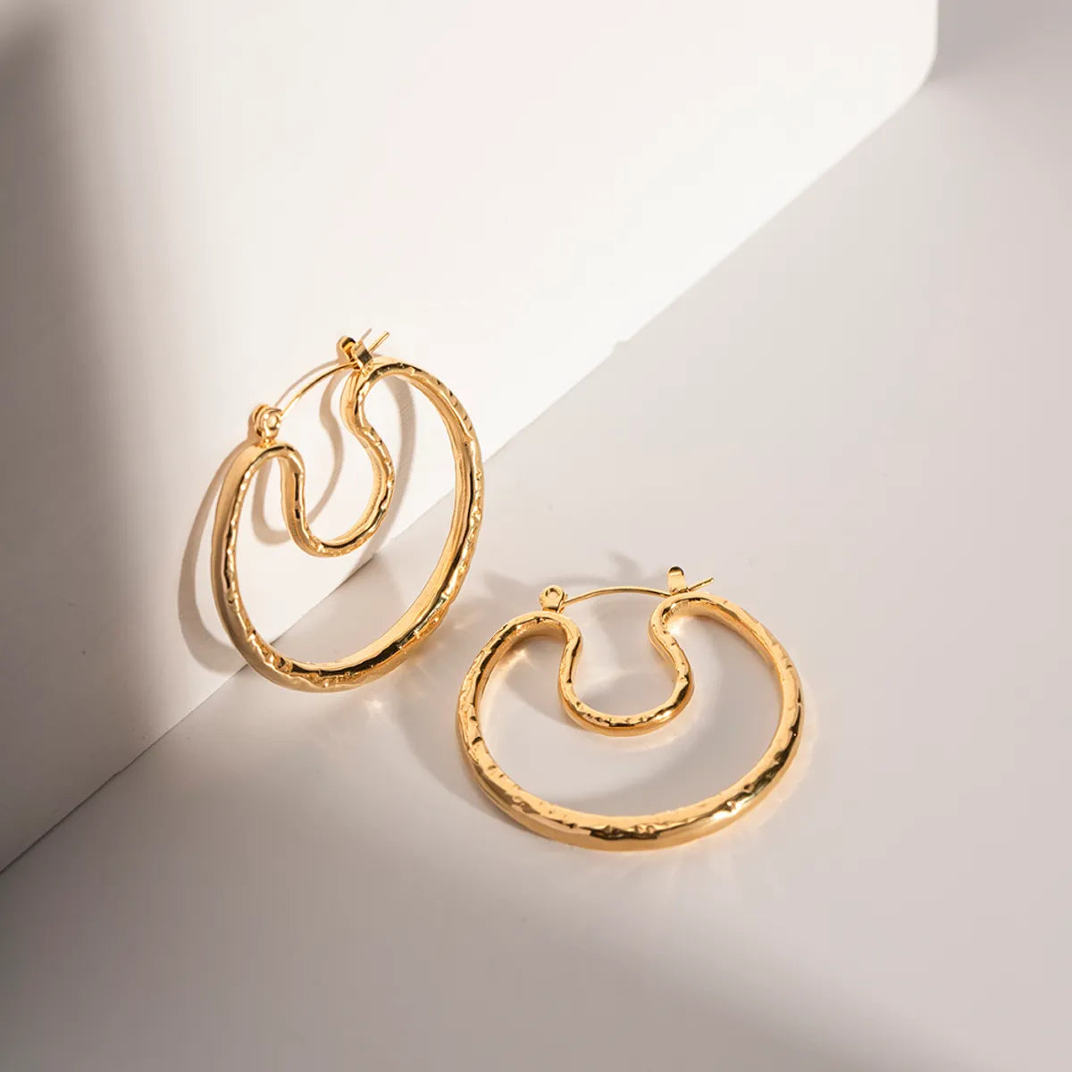 1 Pair Ig Style Lines Plating Stainless Steel 18k Gold Plated Earrings