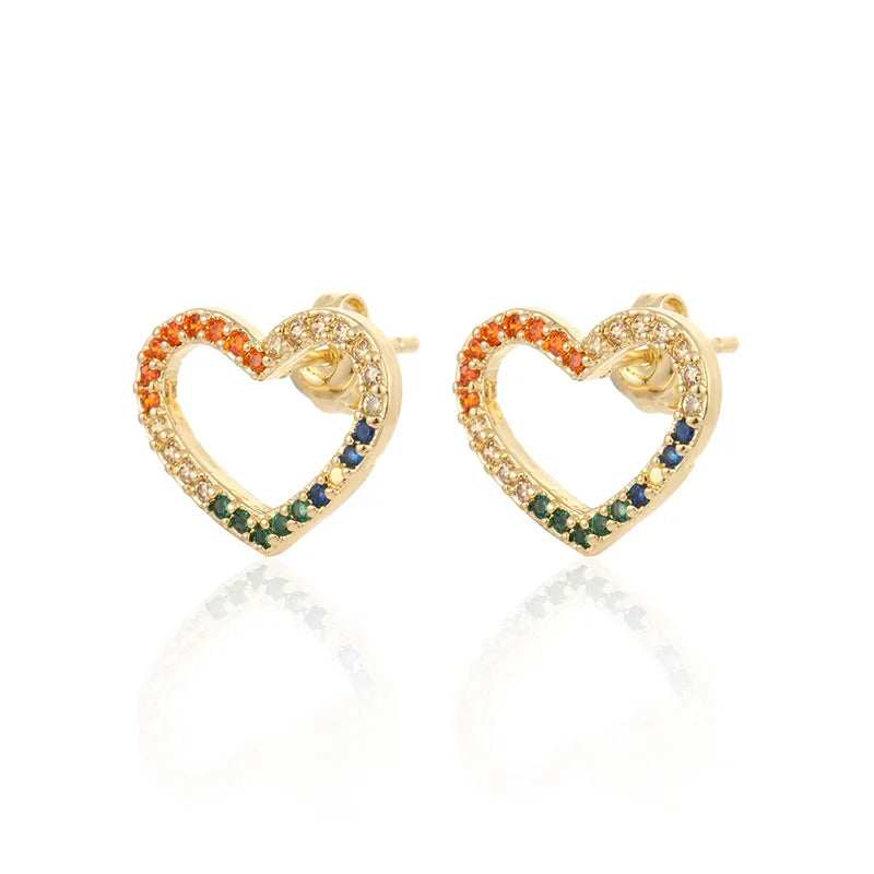 1 Pair Ig Style Lips Heart Shape Plating Inlay Copper Zircon Gold Plated Ear Studs