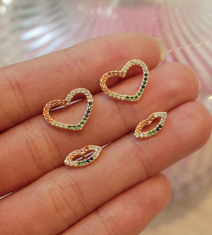 1 Pair Ig Style Lips Heart Shape Plating Inlay Copper Zircon Gold Plated Ear Studs