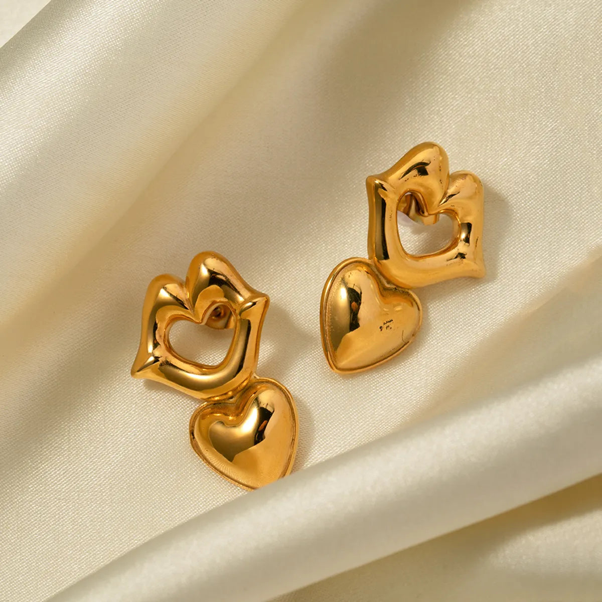 1 Pair Ig Style Lips Heart Shape Plating Stainless Steel 18k Gold Plated Drop Earrings