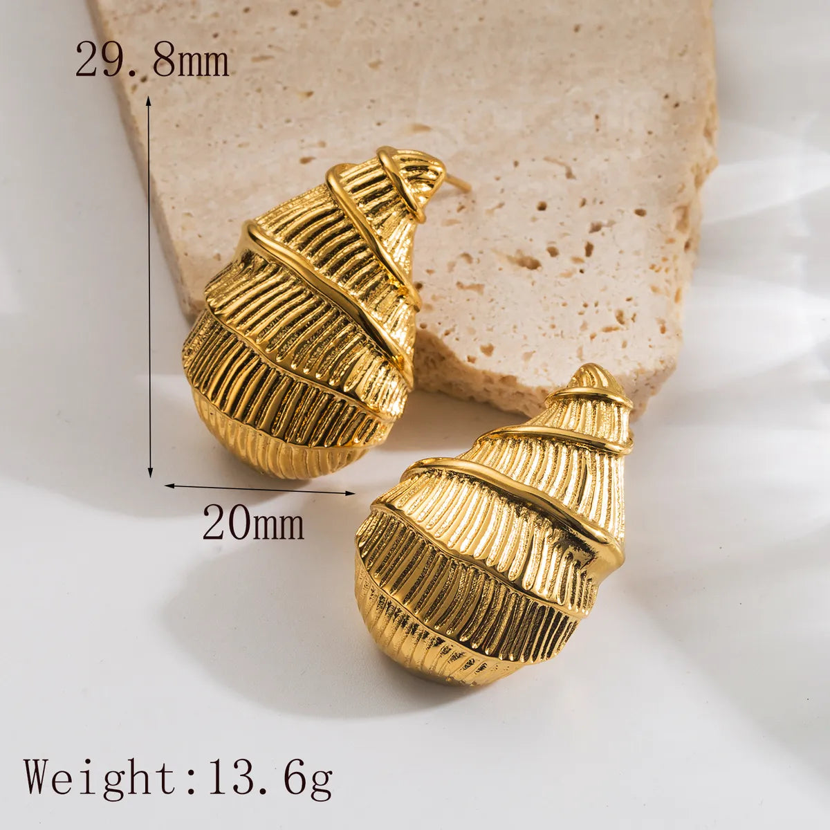 1 Pair IG Style Luxurious Classic Style Conch Solid Color 304 Stainless Steel 18K Gold Plated Ear Studs