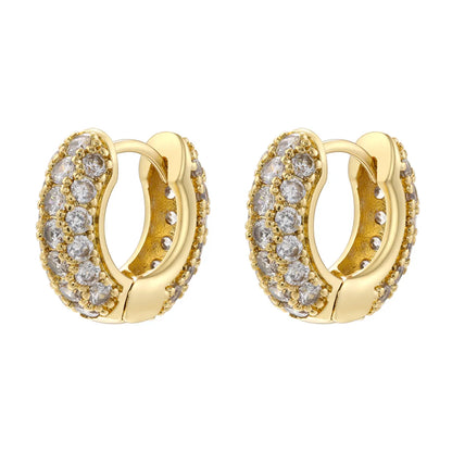 1 Pair IG Style Luxurious Shiny Round Inlay Copper Zircon 18K Gold Plated Earrings