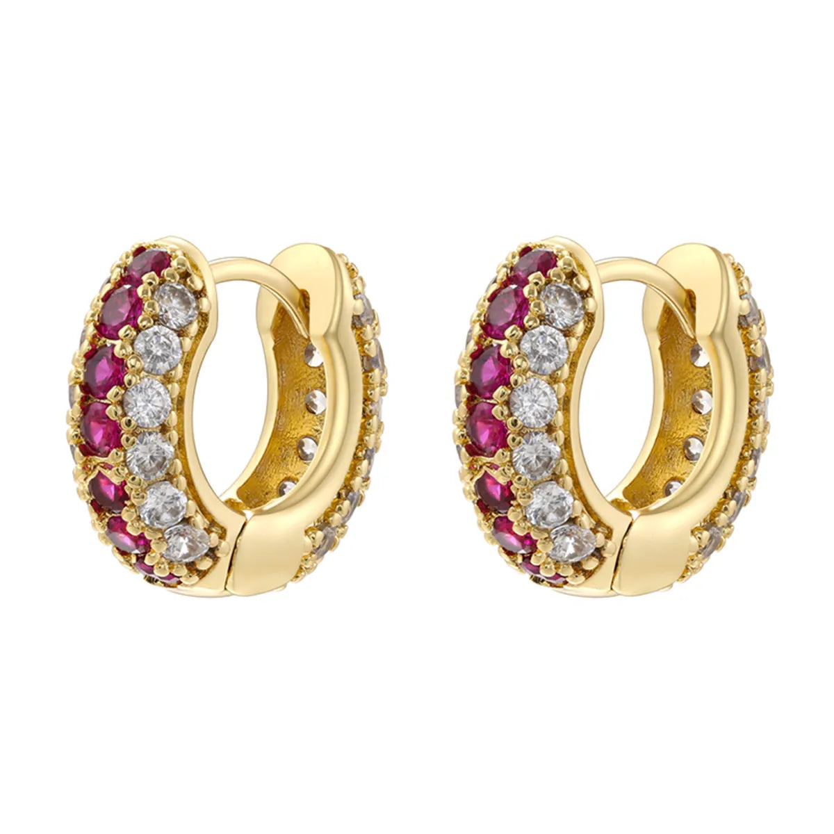 1 Pair IG Style Luxurious Shiny Round Inlay Copper Zircon 18K Gold Plated Earrings