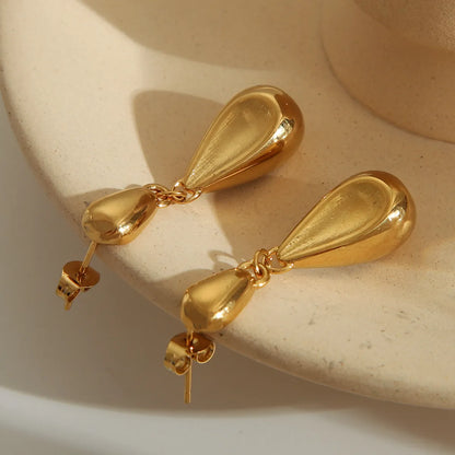 1 Pair IG Style Luxurious Water Droplets 304 Stainless Steel 18K Gold Plated Drop Earrings