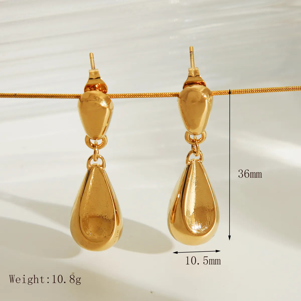 1 Pair IG Style Luxurious Water Droplets 304 Stainless Steel 18K Gold Plated Drop Earrings