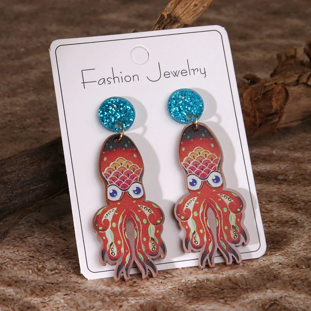 1 Pair IG Style Marine Style Jellyfish Octopus Polishing Arylic Drop Earrings