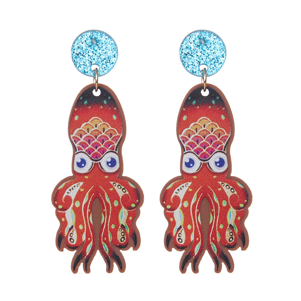 1 Pair IG Style Marine Style Jellyfish Octopus Polishing Arylic Drop Earrings