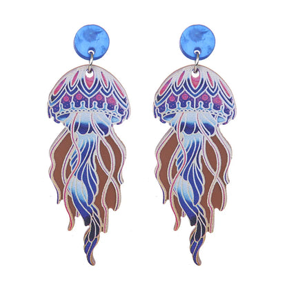 1 Pair IG Style Marine Style Jellyfish Octopus Polishing Arylic Drop Earrings