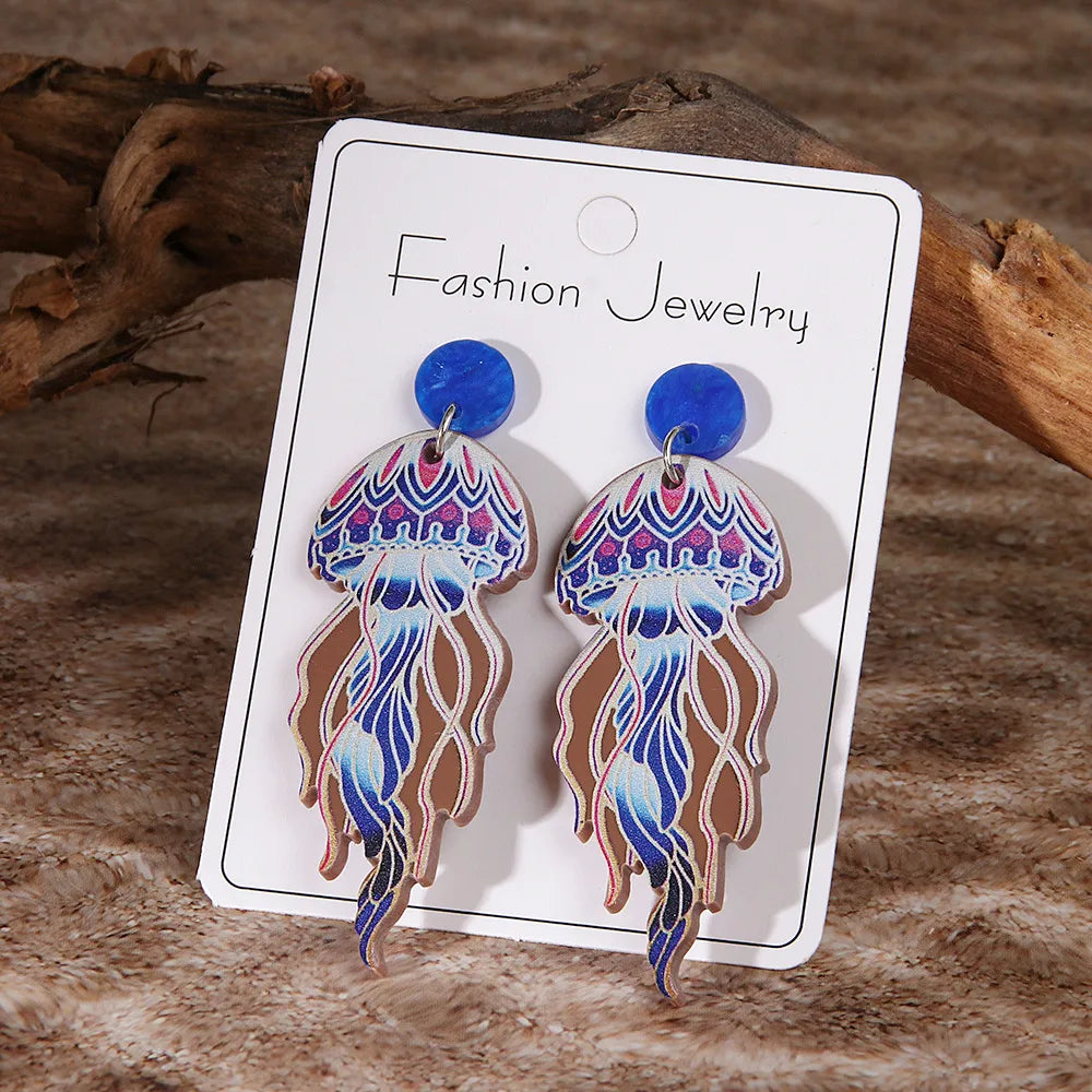 1 Pair IG Style Marine Style Jellyfish Octopus Polishing Arylic Drop Earrings