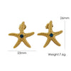 1 Pair IG Style Marine Style Tropical Starfish Polishing Plating Inlay 304 Stainless Steel Rhinestones 14K Gold Plated Ear Studs