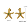 1 Pair IG Style Marine Style Tropical Starfish Polishing Plating Inlay 304 Stainless Steel Rhinestones 14K Gold Plated Ear Studs