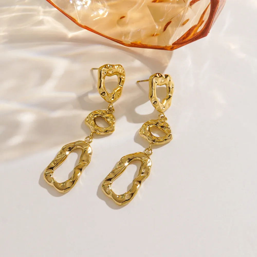 1 Pair IG Style Modern Style British Style Irregular Hollow Out 304 Stainless Steel 14K Gold Plated Drop Earrings