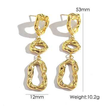 1 Pair IG Style Modern Style British Style Irregular Hollow Out 304 Stainless Steel 14K Gold Plated Drop Earrings