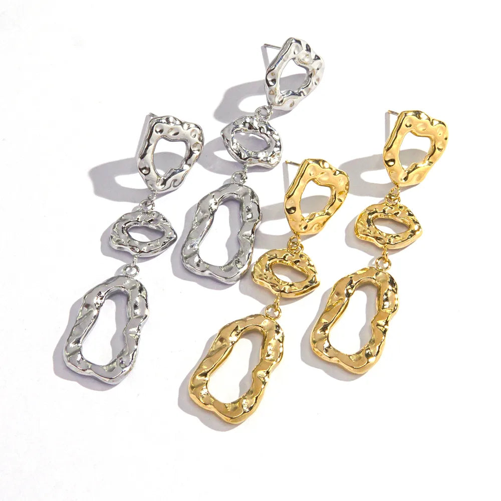 1 Pair IG Style Modern Style British Style Irregular Hollow Out 304 Stainless Steel 14K Gold Plated Drop Earrings