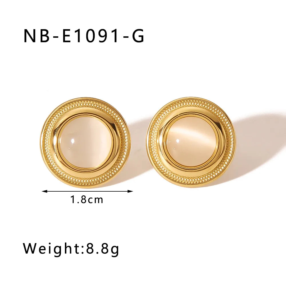 1 Pair IG Style Modern Style C Shape Geometric Heart Shape Plating 304 Stainless Steel 18K Gold Plated Ear Studs