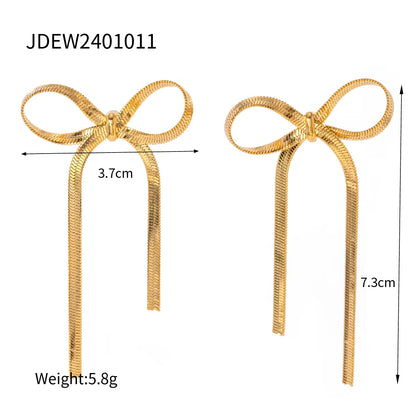 1 Pair IG Style Modern Style Classic Style Bow Knot 304 Stainless Steel Titanium Steel 18K Gold Plated Drop Earrings