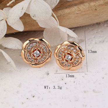 1 Pair IG Style Modern Style Classic Style Flower Inlay Brass Zircon Ear Studs