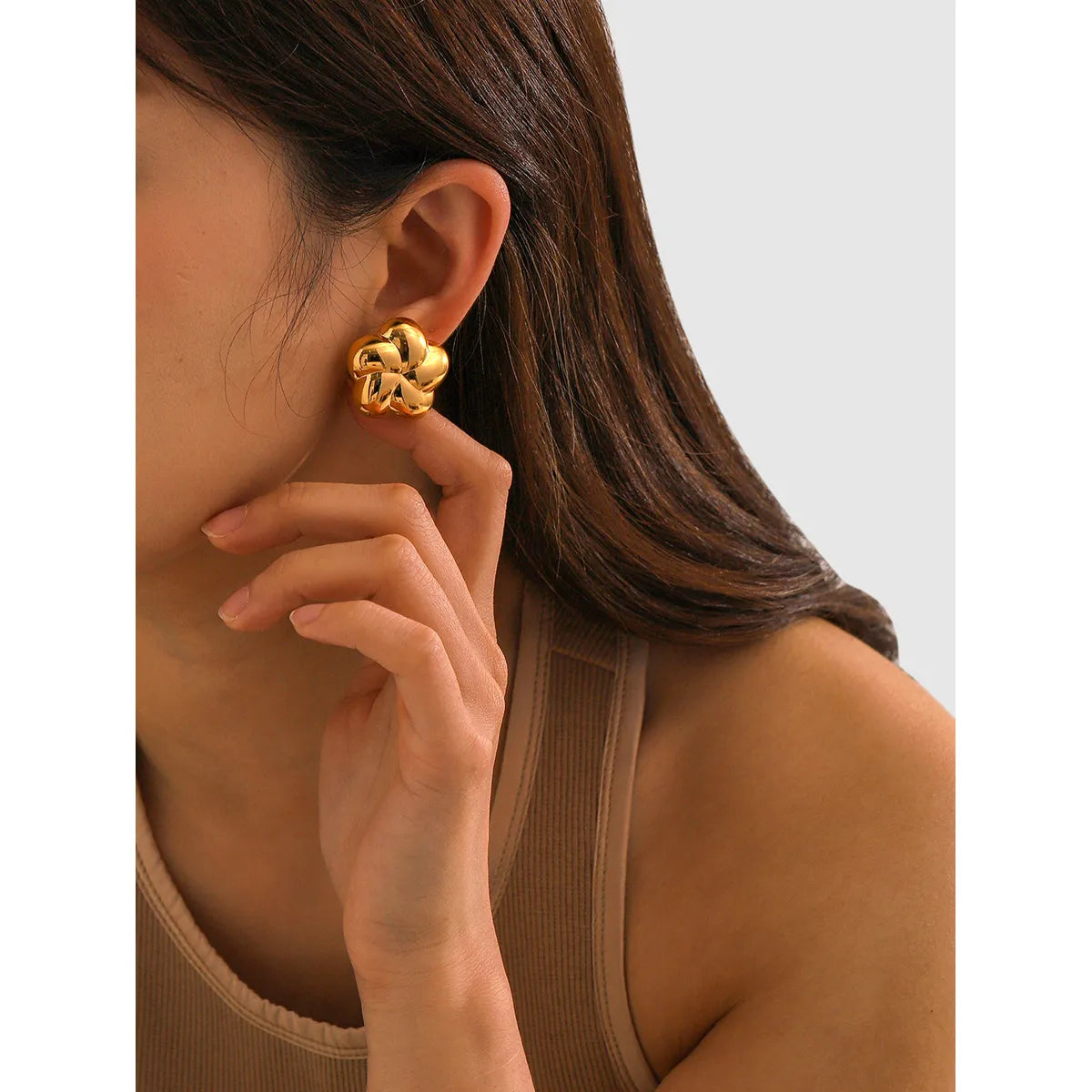 1 Pair IG Style Modern Style Classic Style Flower Plating 316 Stainless Steel  18K Gold Plated Ear Studs