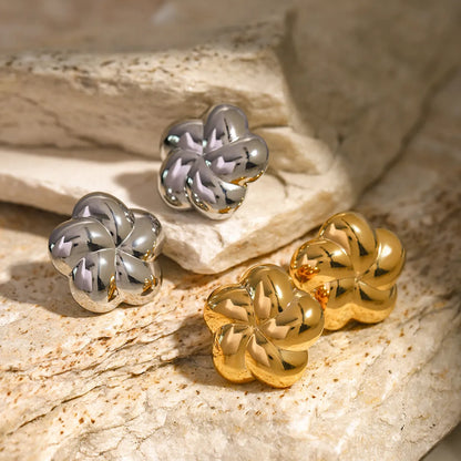 1 Pair IG Style Modern Style Classic Style Flower Plating 316 Stainless Steel  18K Gold Plated Ear Studs