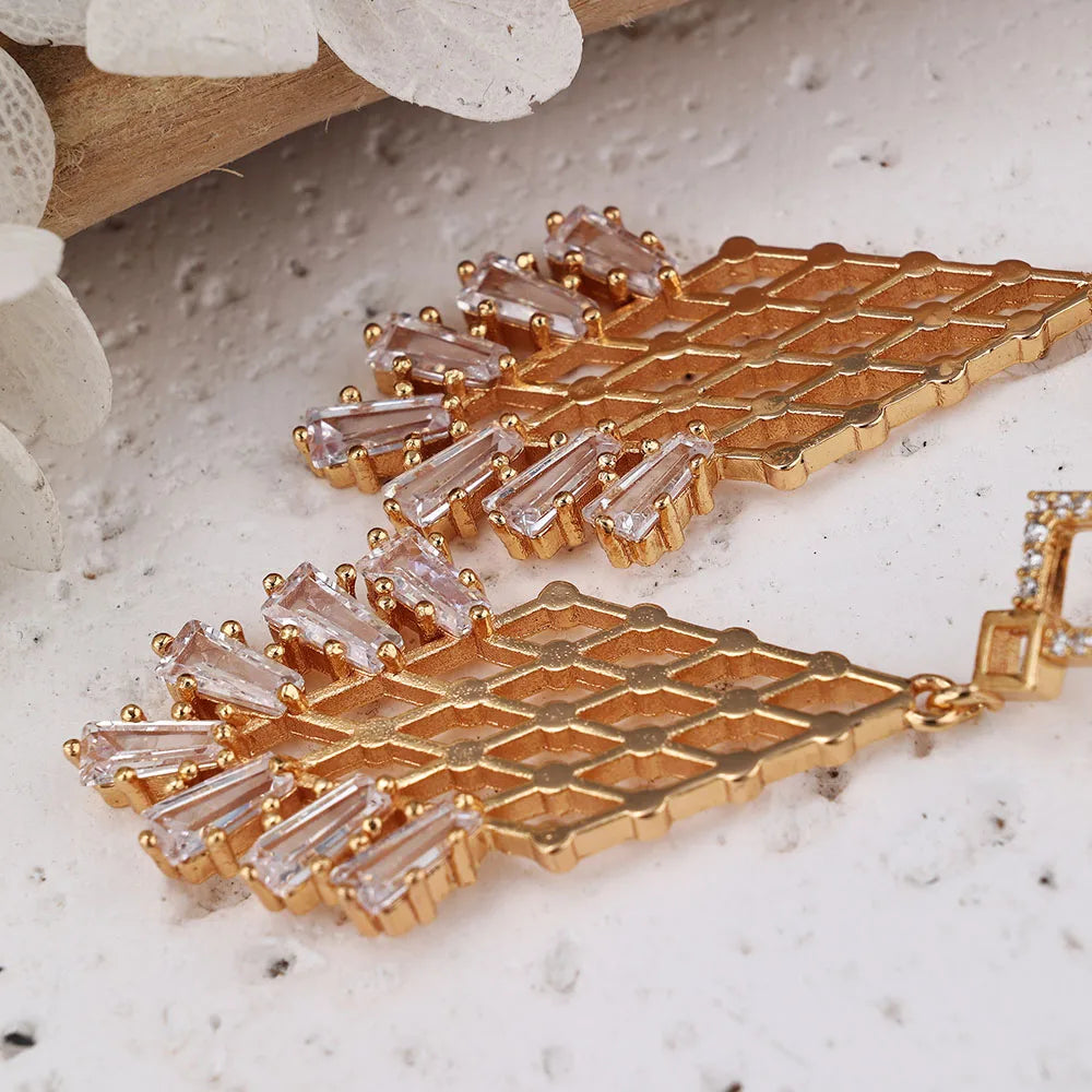 1 Pair IG Style Modern Style Classic Style Geometric Rhombus Inlay Brass Zircon Drop Earrings