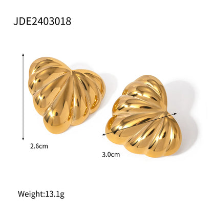 1 Pair IG Style Modern Style Classic Style Heart Shape Plating 304 Stainless Steel 18K Gold Plated Ear Studs