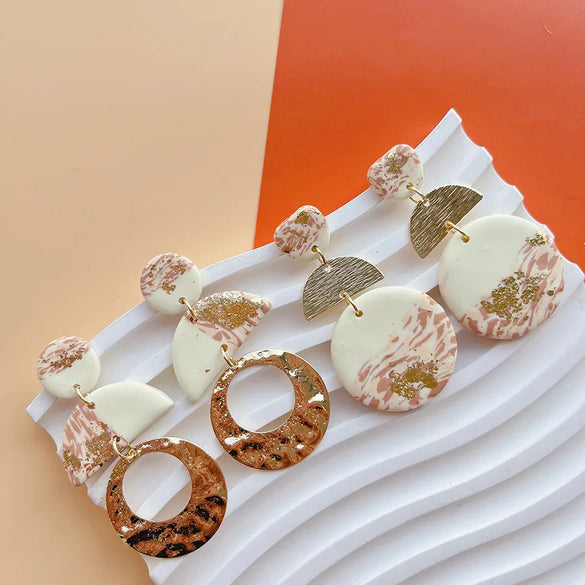 1 Pair IG Style Modern Style Classic Style Irregular Camouflage Plating Alloy Soft Clay Drop Earrings